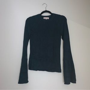 Philosophy Teal ribbed bell sleeve sweater top